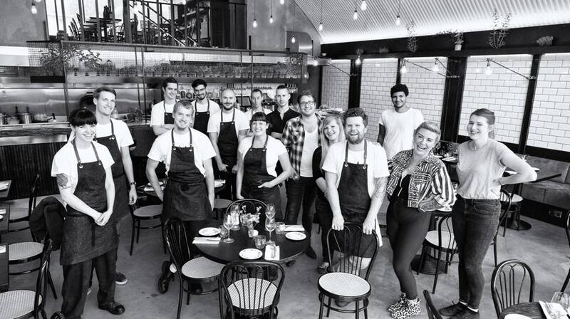 Robin Gill with the team at Paradise Garage in London. Photograph: Jonathan Thompson