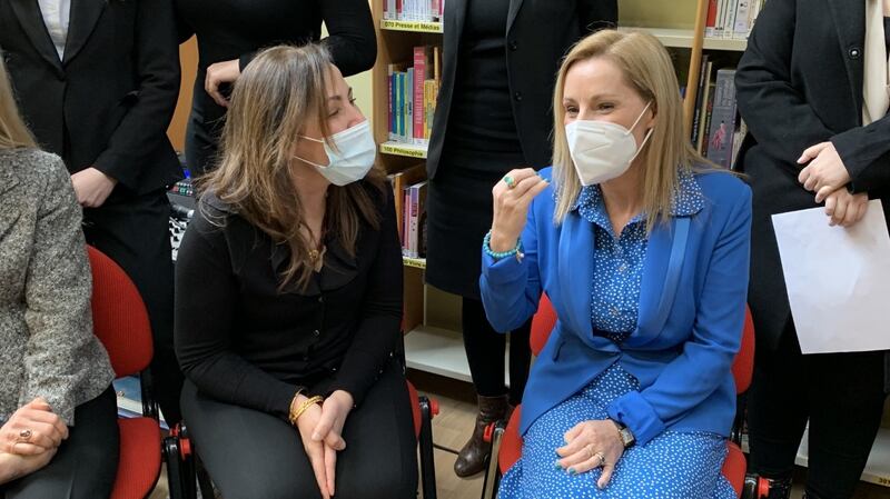 Josepha Madigan with teacher Samia Essabaa