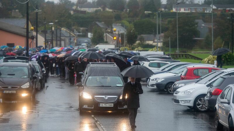 Mourners at the funeral of  Michael Pyke in Ardfinnan, Co Tipperary. Photograph:  Michael Mac Sweeney/Provision