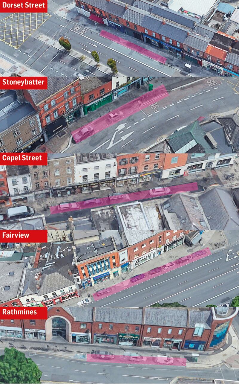 The highlighted space has been reserved for pedestrians to help ensure social distancing