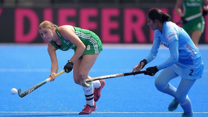 Ireland’s Katie Mullan in action against India. Photograph: Joe Toth/Inpho