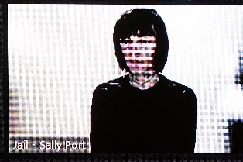 Robert E Crimo III appears before Lake County judge Theodore Potkonjak in his initial court appearance via video-link. Photograph: Charles Rex Arbogast/AP