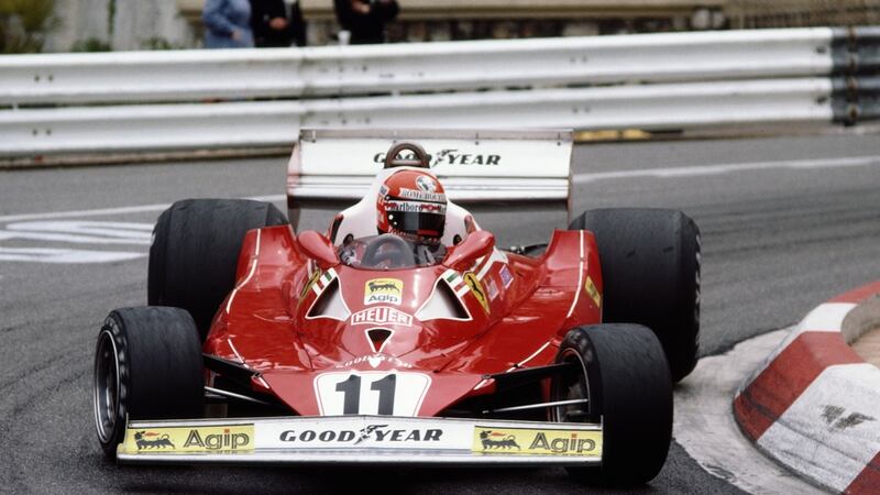 Niki Lauda driving the #11 Scuderia Ferrari 312T2 during the Grand Prix of Monaco on May 22nd, 1977. Photograph:  Tony Duffy/Getty Images