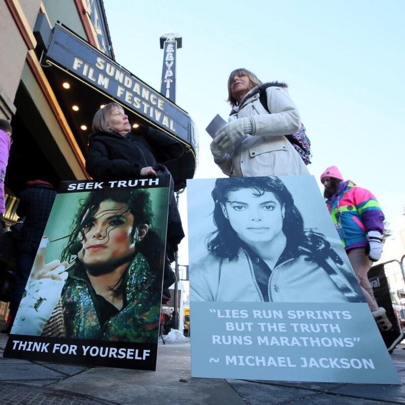 Leaving Neverland: Michael Jackson supporters at Sundance. Photograph: AP
