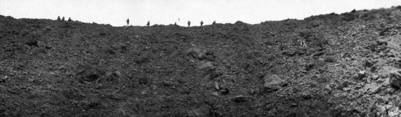 One of the vast craters left in Messines by the mines that started the offensive. (Photo: Getty)