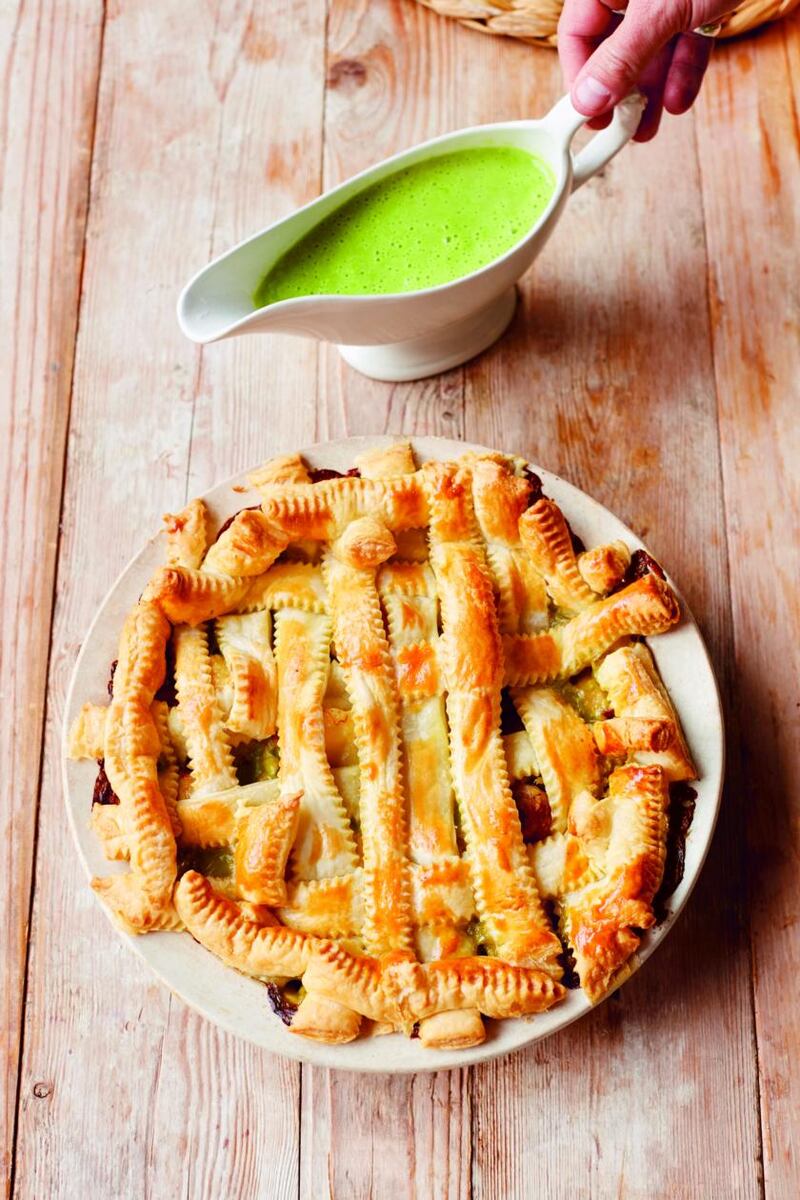 Chicken, sausage & bacon puff pie. Photograph: David Loftus