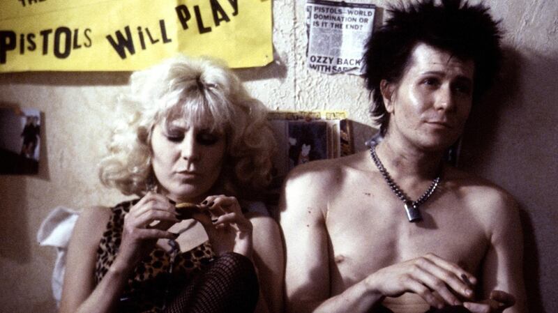 Chloe Webb as Nancy Spungen and Gary Oldman as Sid Vicious in the 1986 film Sid & Nancy, directed by Alex Cox