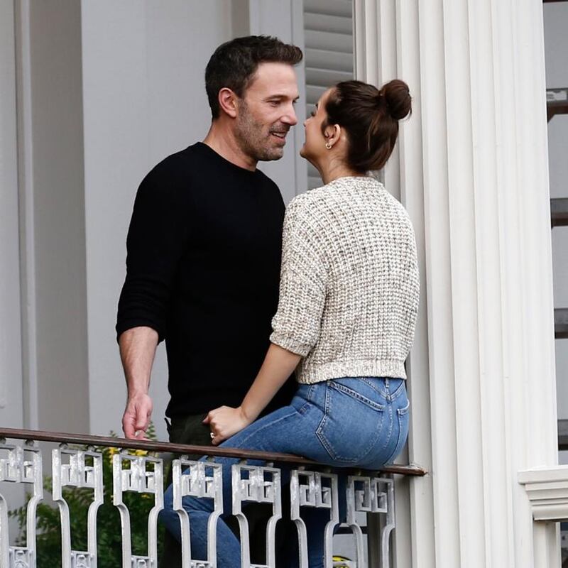 Ben Affleck and Ana de Armas during a break in filming on the set of Deep Water in November 2020. Photograph: Mega/GC Images via Getty
