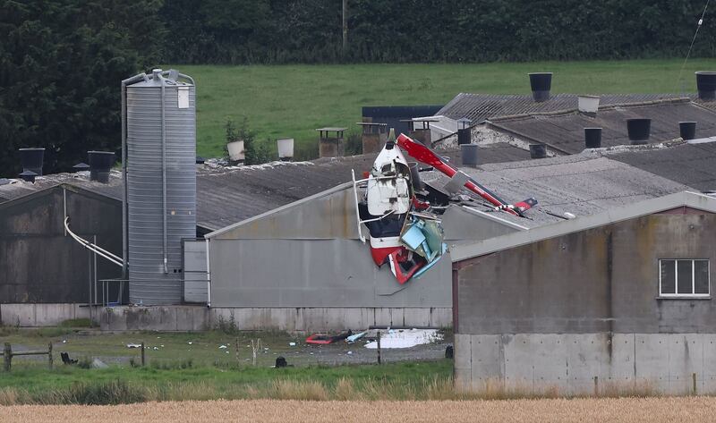 The scene near Killucan, Co Westmeath, after the helicopter crash. Photograph: Damien Eagers/PA Wire