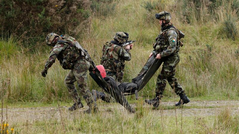 Members of the 119th Unifil Infantry Battalion heading to Lebanon in November at the Glen of Imaal. Photograph: Alan Betson