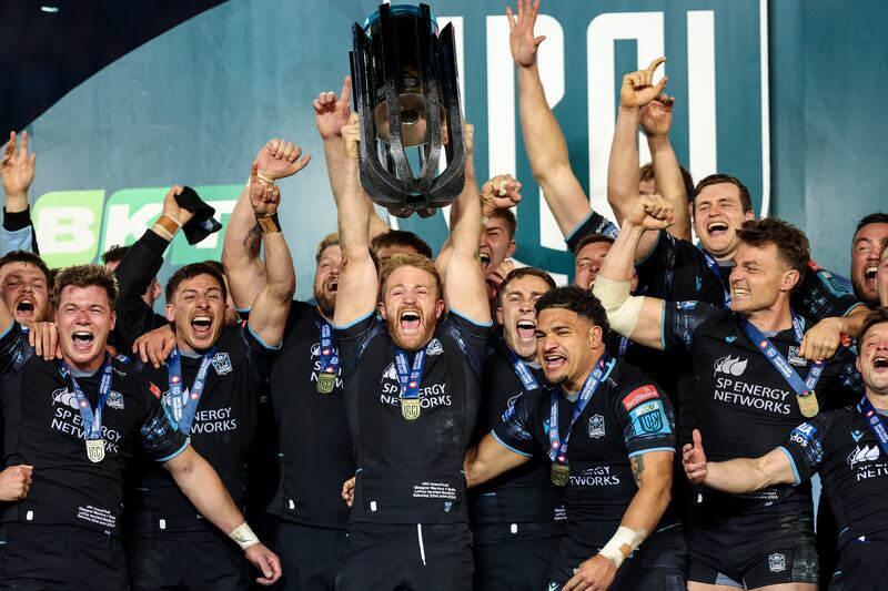 Glasgow Warriors claimed the 2023/24 United Rugby Championship title with a win over Vodacom Bulls in June. Photograph: Steve Haag/Inpho