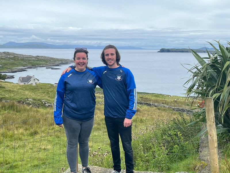 Deborah Bennett and Seán Taaffe, seasonal workers at Inishturk Community Club. Seán is from Dublin and Deborah is from Louisburgh. Photograph: Rosita Boland