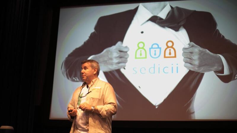 Sedicii pitches its  wares to the World Cup Tech Challenge at Microsoft’s head offices in Silicon Valley