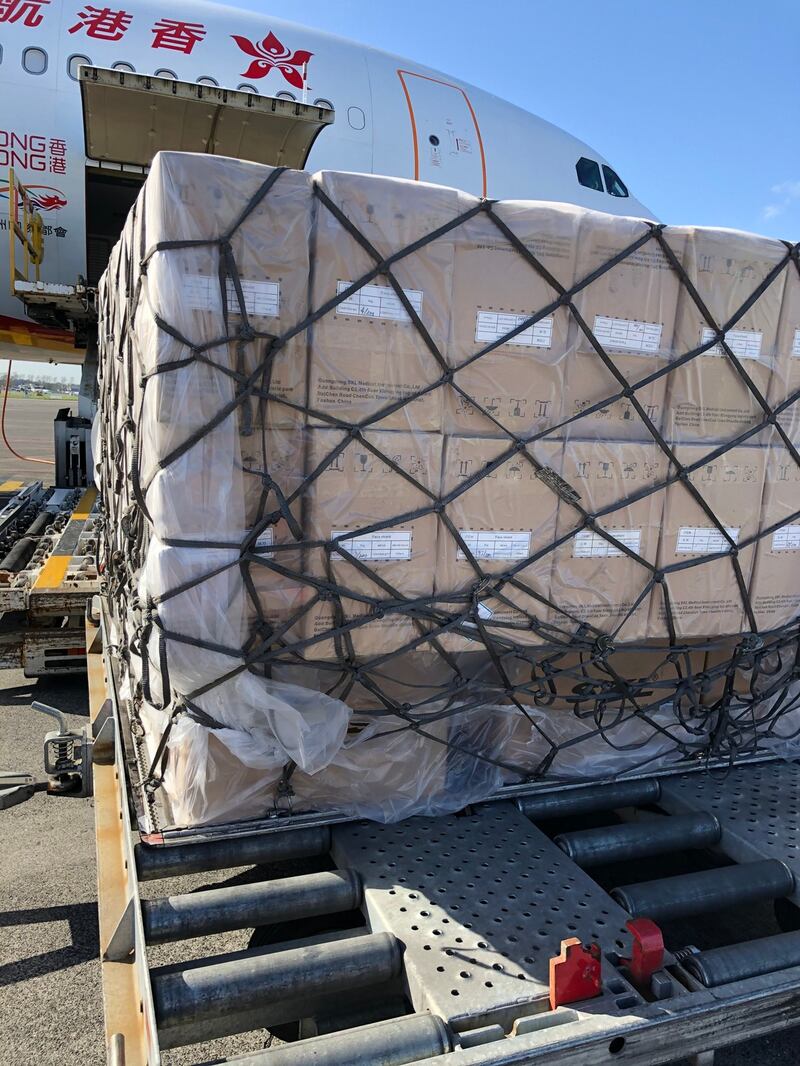 Boxes of PPE are unloaded at Dublin Airport on March 29th. Photograph: Tom Honan/The Irish Times