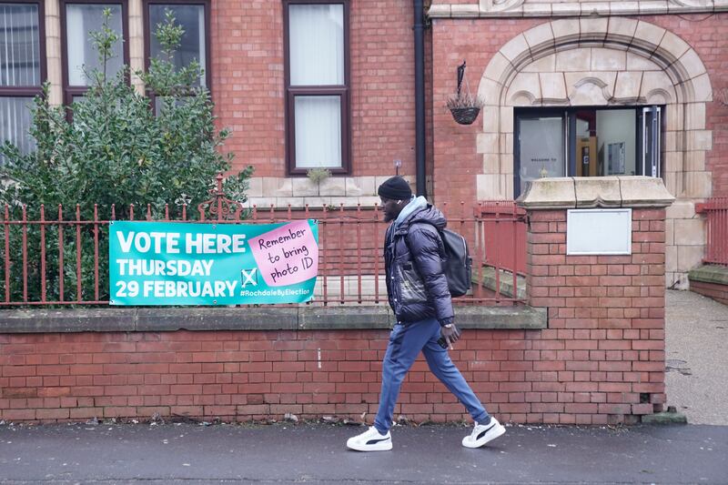 A polling station location in Rochdale, Greater Manchester, ahead of the by-election on February 29th. Photograph: Danny Lawson/PA Wire