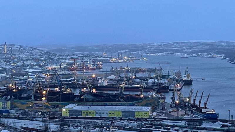 The cargo port of Murmansk, an important industrial and military city in the Russian Arctic. Photograph: Daniel McLaughlin