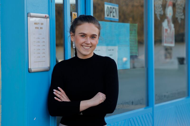 Isabella Leech, a former student at Youthreach, photographed at her workplace in Skerries, Co Dublin. Photograph: Alan Betson 
