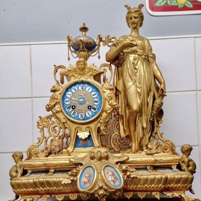 A French gilded mantle clock  will be on display at the Hibernian Antique Fair in Tralee