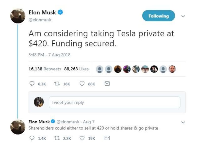 Elon Musk: the Tesla CEO had to  defend his reputation after a series of unusual Tweets