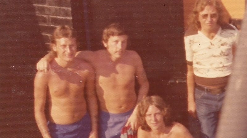 From left to right: Billy Hutchinson, Flint McCullough, Jakey Kane and Trevor King. Photograph: Ronnie McCullough/My Life in Loyalism