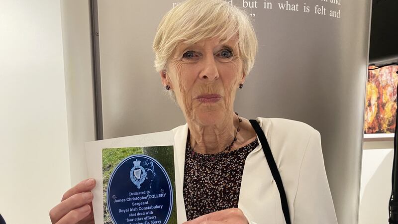 Mary O’Neill, whose grandfather Sgt James Collery, a father of nine, was killed in an IRA ambush on June 1st, 1921, at Ballymacandy, Co Kerry. Photograph: Ronan McGreevy