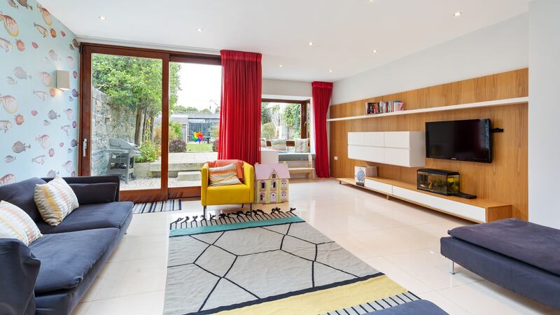 Kitchen/dining/family room opening to the garden