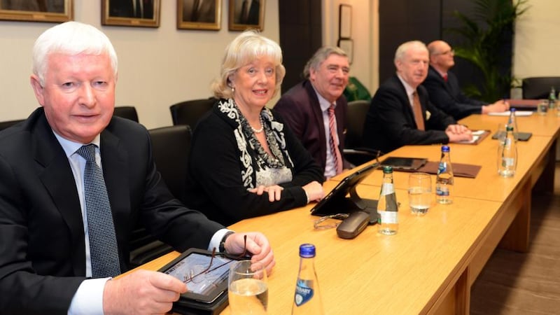 Frank Flannery at a Rehab board meeting with Noreen Gildea, Padraig Lydon, Hugh Governey, and Keith Poole. Photograph: Eric Luke