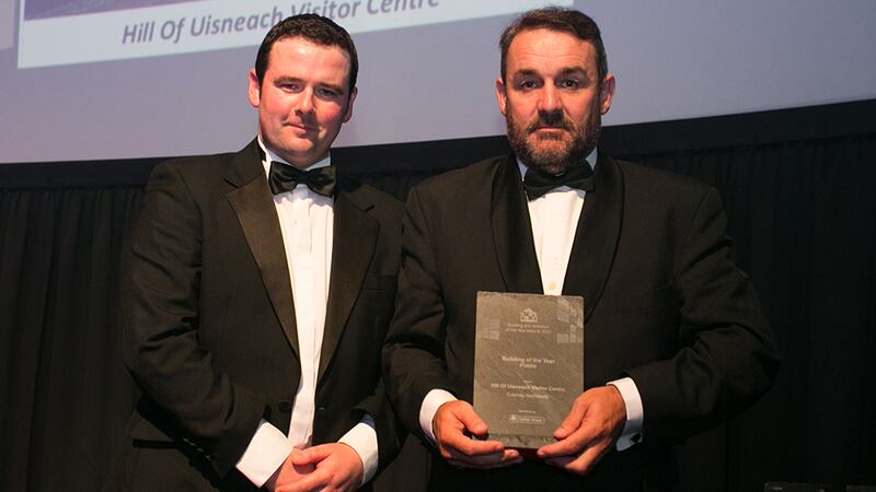 Eoin Ryan, Managing Director, The Galtee Group presents the Building of the Year – Public Award to Frank Cooney, Cooney Architects.
