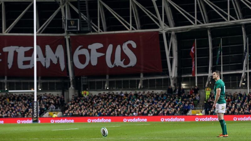 Johnny Sexton takes a conversion during Ireland’s win over the All Blacks in November 2018. Photograph: Gary Carr/Inpho