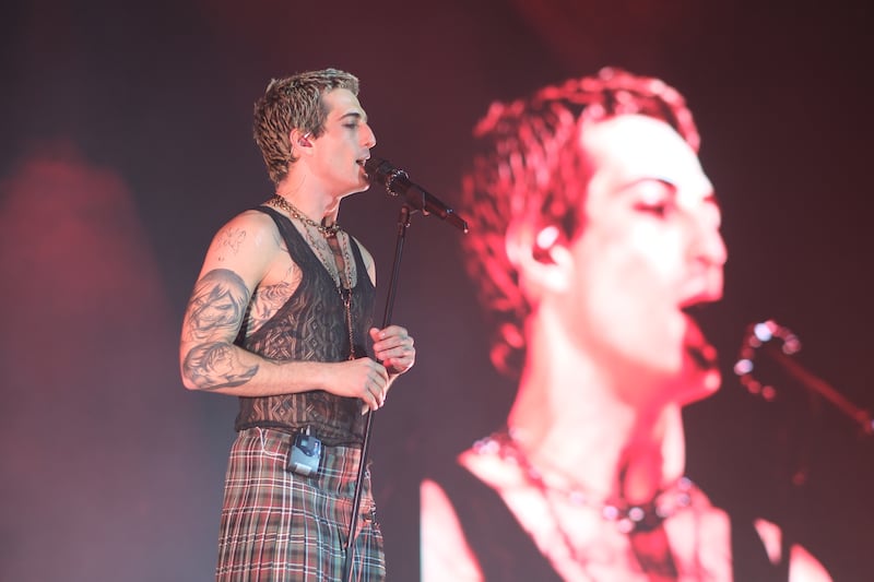 Maneskin lead vocalist Damiano David during their concert at the 3Arena. Photograph Piero Cafarelli/ The Irish Times