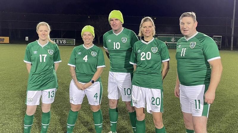Political football: Some of the Oireachtas team who took on Beacon of Light counselling centre in a challenge match