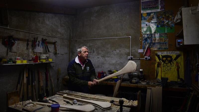 Brian Dowling at work in his Kilkenny city workshop on hurleys that will be used by some of the Kilkenny players against Tipperary in Sunday’s All Ireland Final. Photograph: Bryan O’Brien
