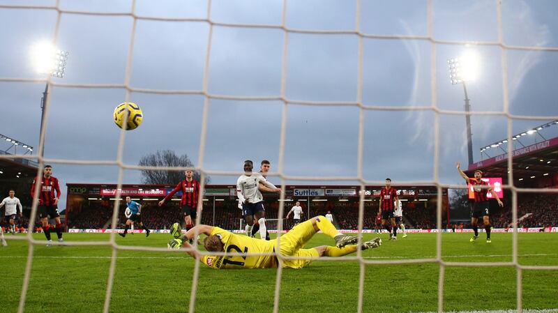 Naby Keita scores Liverpool’s second against Bournemouth. Photograph: Michael Steele/Getty