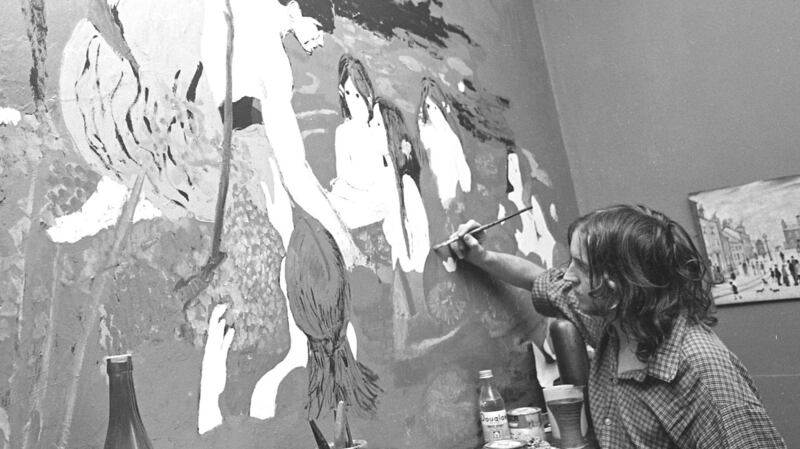 A painter in full flow at the commune in Burtonport, Co Donegal. Photograph: Pat Langan