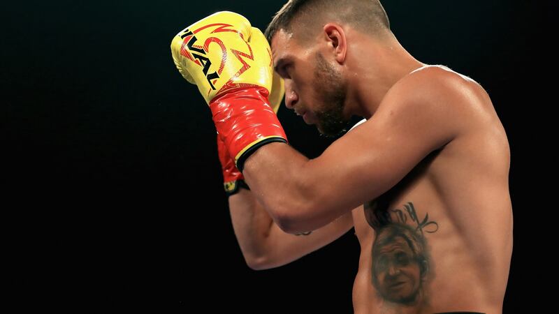 Vasyl Lomachenko takes on Guillermo Rigondeaux in New York. Photograph: Sean M Haffey/Gettyc