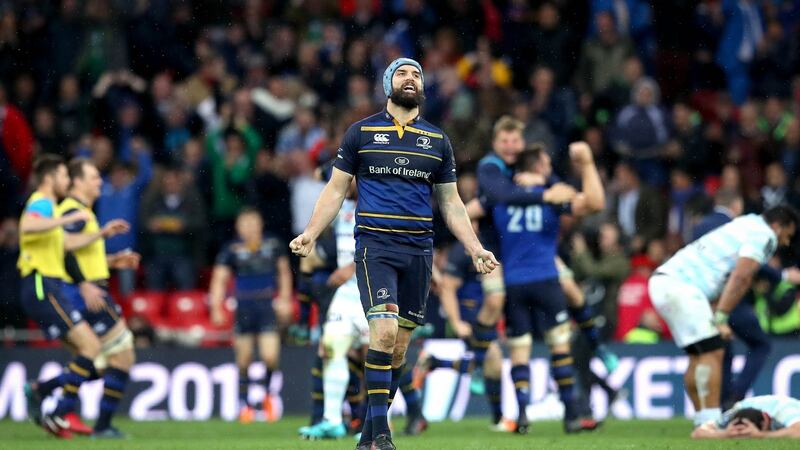 Leinster’s Scott Fardy celebrates winning the Champions Cup: Photograph: Ryan Byrne/Inpho