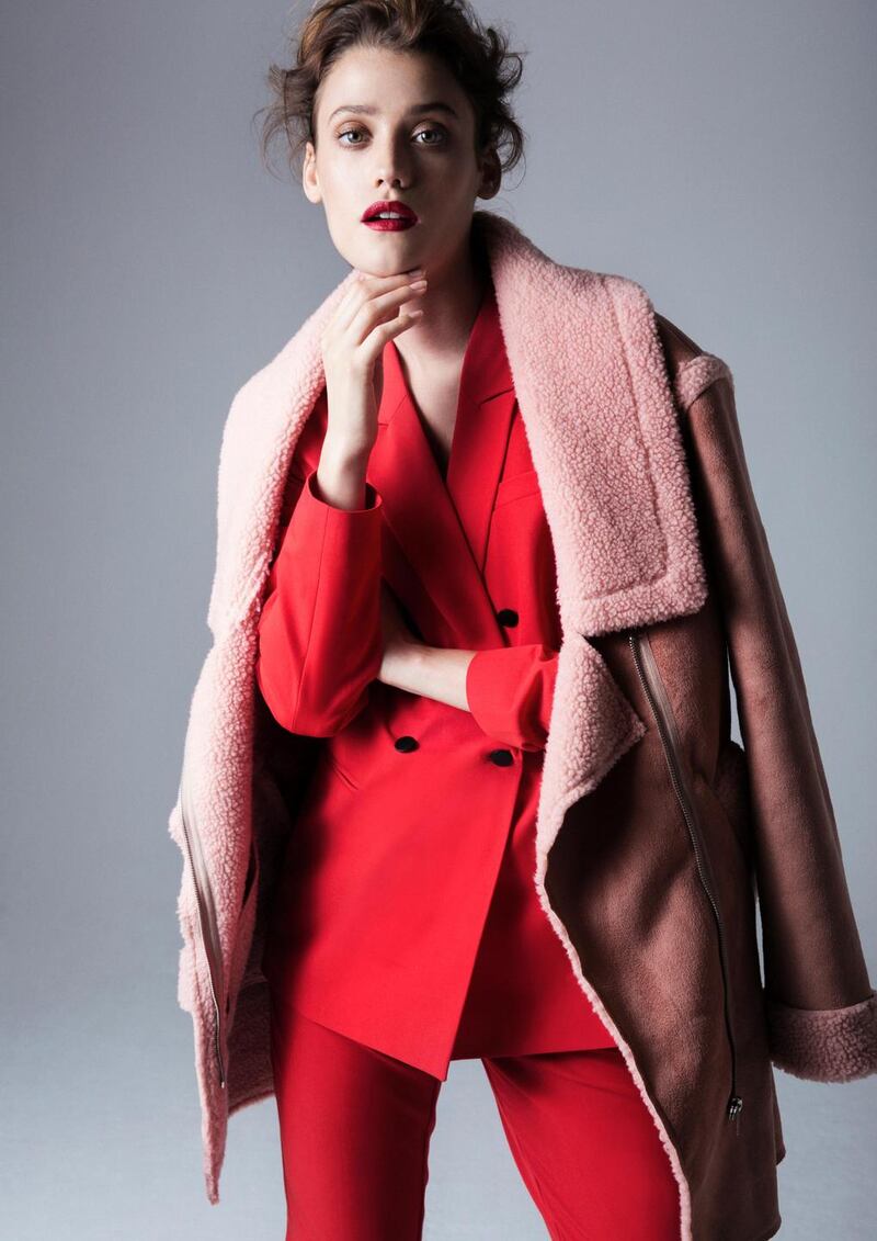 Pink coat €40 and red double-breasted jacket €25,  from Penneys.