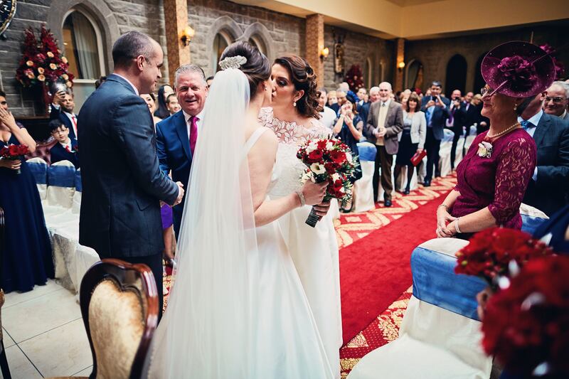 Sarah and Geraldine Stone McDevitt during their wedding.