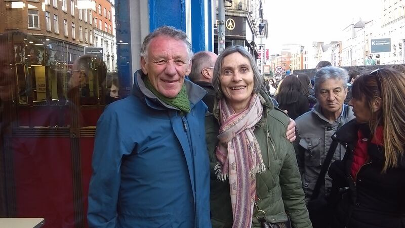 Jack Doherty and Janine Carroll at the parade in Dublin. Photograph: Ciarán D’Arcy