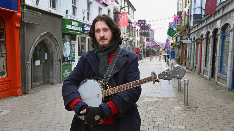 Busker Honza Kucera at High Street in Galway city centre. Photograph: Joe O’Shaughnessy