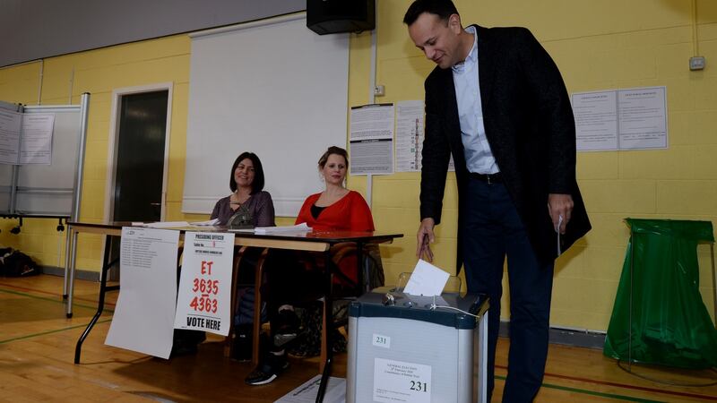 Taoiseach Leo Varadkar casting his vote in  Castleknock.Photograph: Alan Betson