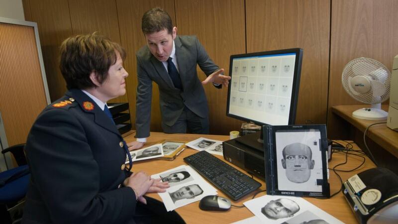 Garda Commissioner Noirin O’Sullivan with Det Garda Ian Redican Photographic section Garda Siochana photographed at the launch of the Evo-fit Facial Recognition system. Photograph: Brenda Fitzsimons/The Irish Times