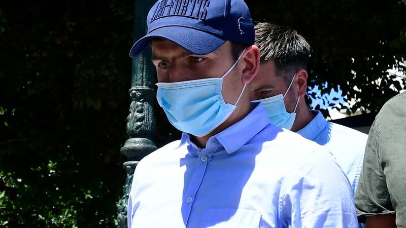 Harry Maguire pictured in Syros, Greece. Photograph: AP