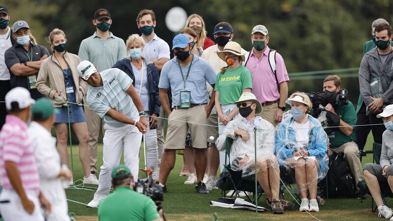 Matsuyama pitches from the back of the 18th. Photo: Erik S. Lesser