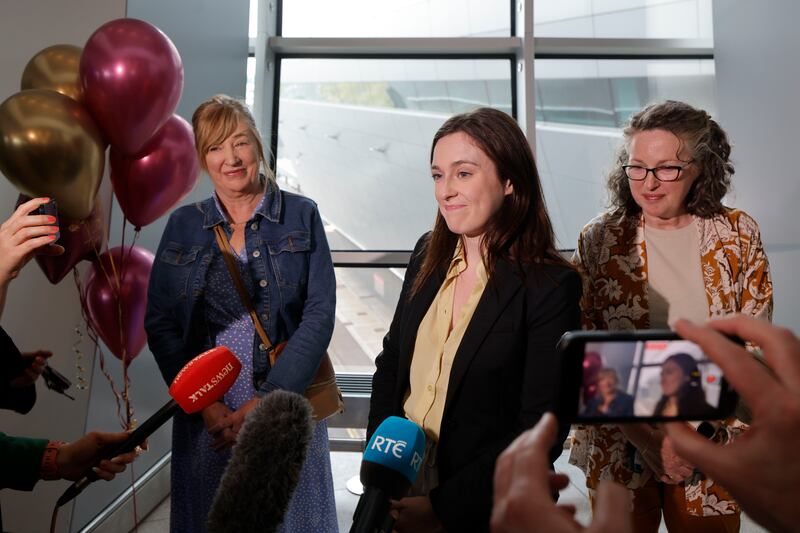 Tori Towey with her mother Caroline (right) and aunt Ann Flynn speaking to media on Ms Towey's arrival back in Ireland from Dubai this week. Photograph: Alan Betson/The Irish Times

