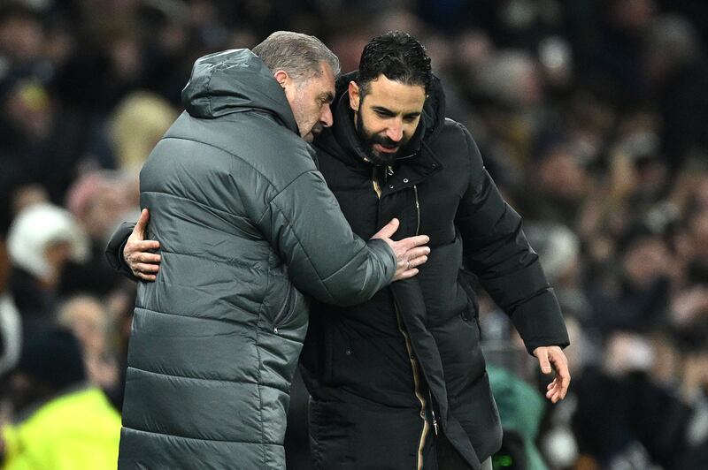 Ange Postecoglou and Manchester United manager Ruben Amorim will meet again at the Europa League final in Bilbao on May 21st. Photograph: Justin Setterfield/Getty Images