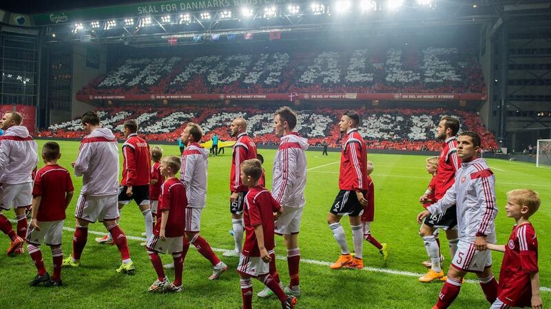 The Danish team at Parken National Stadium where they will take on the Irish team on November 11th
