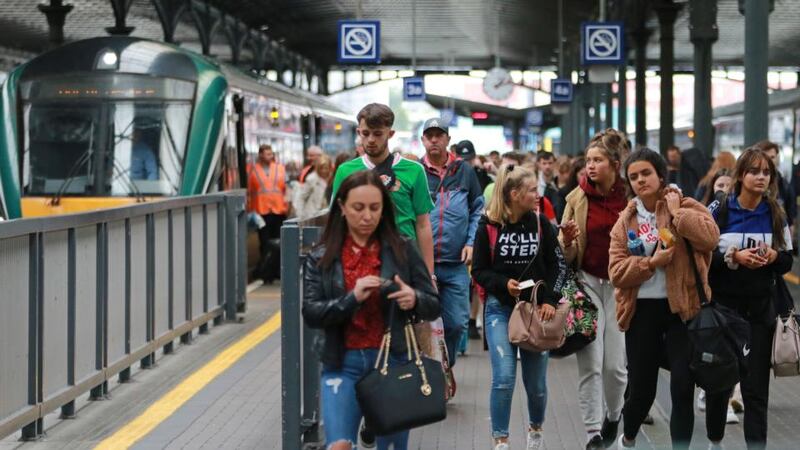 Lunchtime at Dublin’s Heuston Station and many passengers are visibly exhausted following their journeys. Photograph: Nick Bradshaw