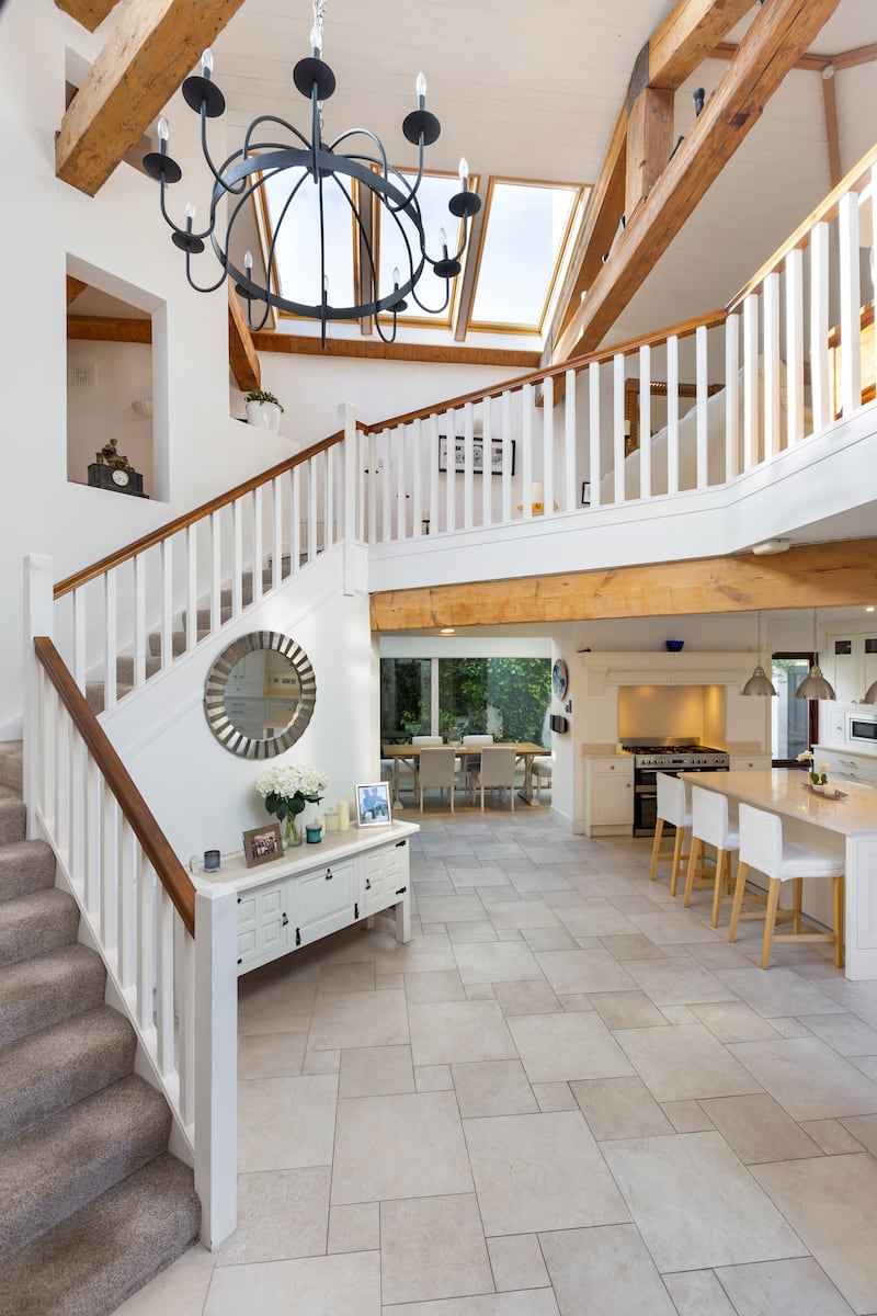 The double-height hallway