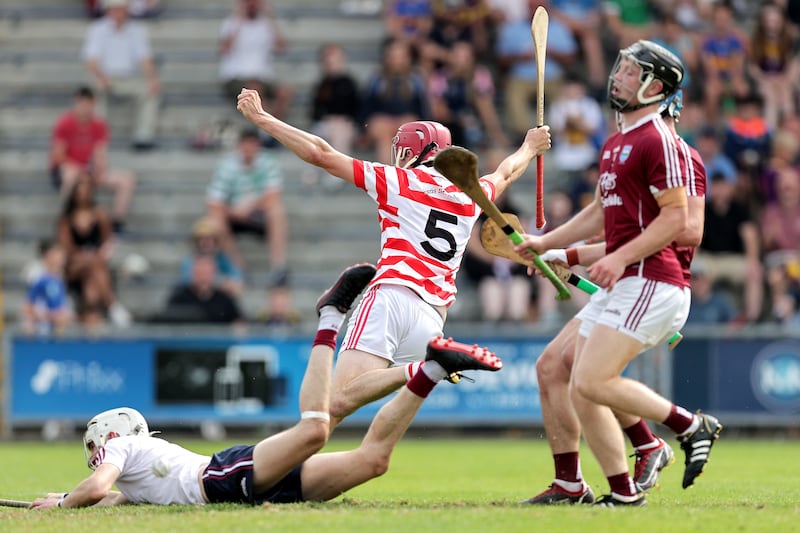 Ferns St Aidan's Patrick Breen celebrates scoring a goal. Photograph: Laszlo Geczo/Inpho